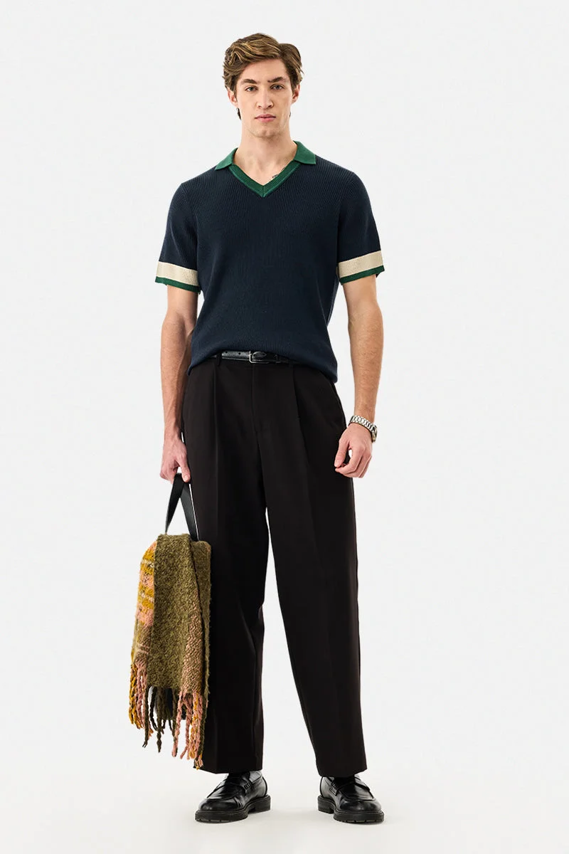 سنيتش Regular Fit Polo 100% Cotton Ribbed T-Shirt